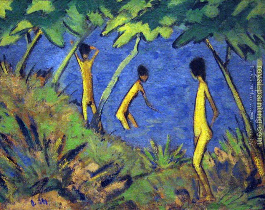 Otto Mueller : Landscape with Yellow Nudes